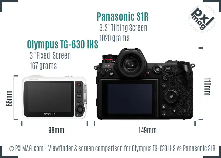 Olympus TG-630 iHS vs Panasonic S1R Screen and Viewfinder comparison