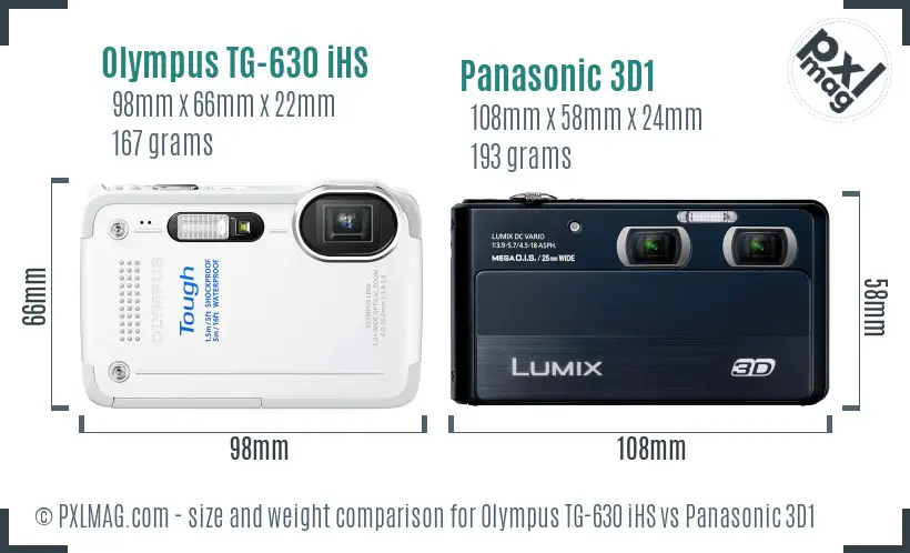 Olympus TG-630 iHS vs Panasonic 3D1 size comparison