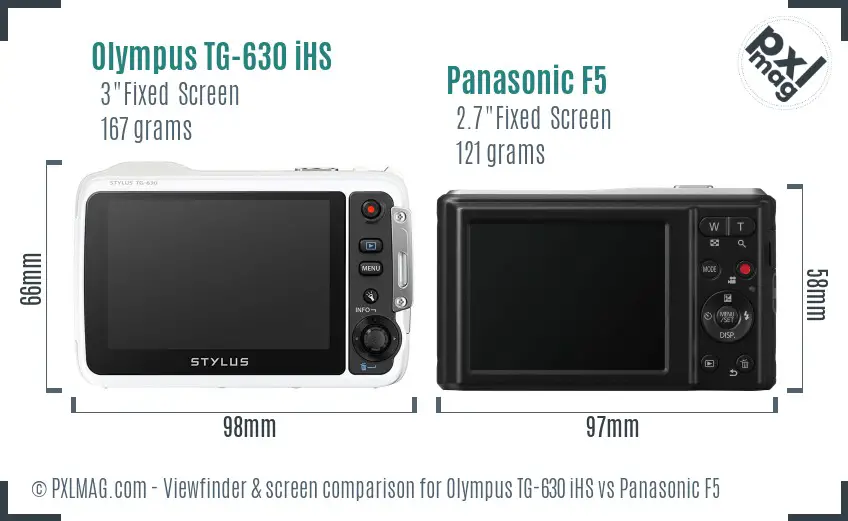 Olympus TG-630 iHS vs Panasonic F5 Screen and Viewfinder comparison
