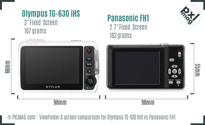 Olympus TG-630 iHS vs Panasonic FH1 Screen and Viewfinder comparison