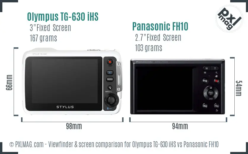 Olympus TG-630 iHS vs Panasonic FH10 Screen and Viewfinder comparison