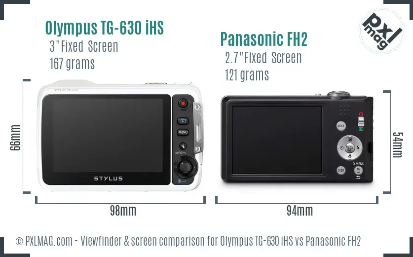 Olympus TG-630 iHS vs Panasonic FH2 Screen and Viewfinder comparison