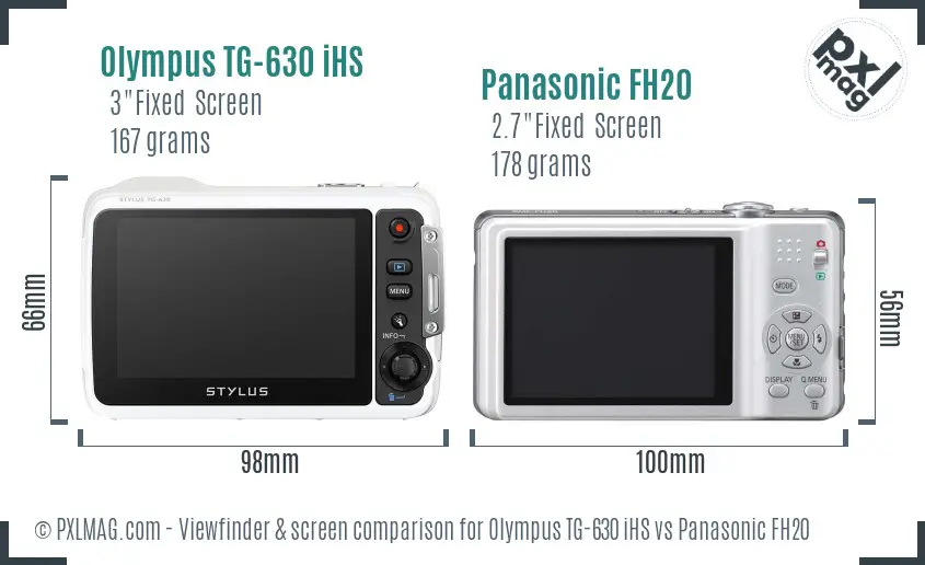 Olympus TG-630 iHS vs Panasonic FH20 Screen and Viewfinder comparison