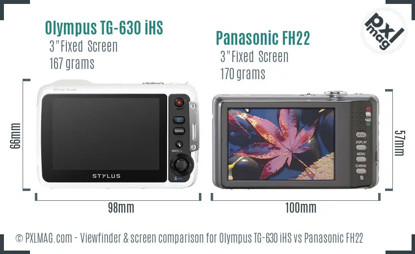 Olympus TG-630 iHS vs Panasonic FH22 Screen and Viewfinder comparison