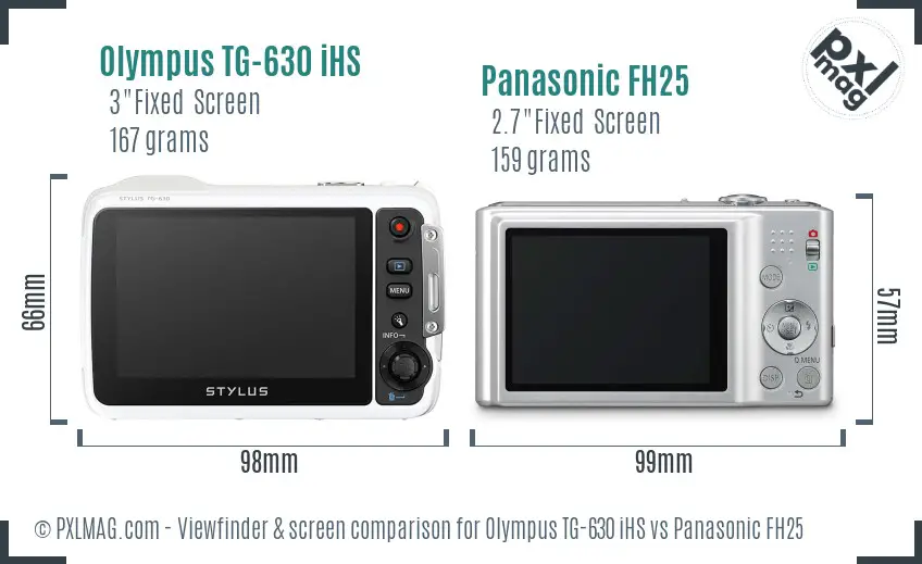 Olympus TG-630 iHS vs Panasonic FH25 Screen and Viewfinder comparison