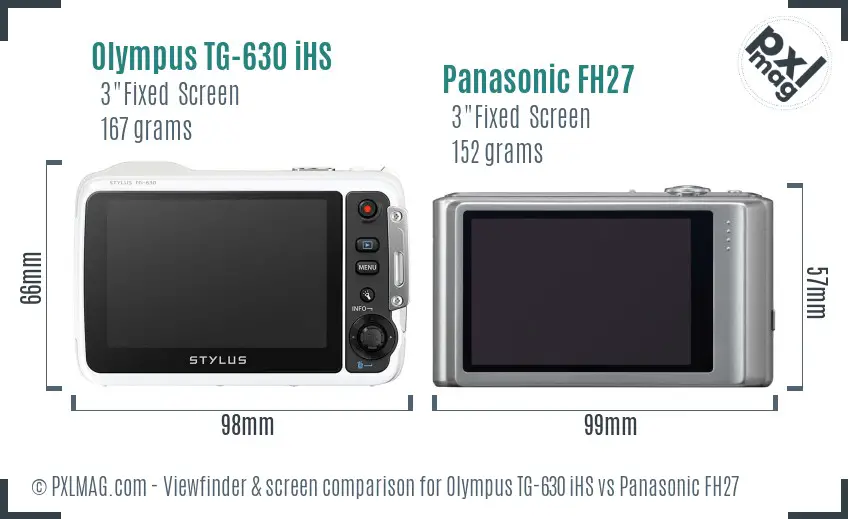 Olympus TG-630 iHS vs Panasonic FH27 Screen and Viewfinder comparison