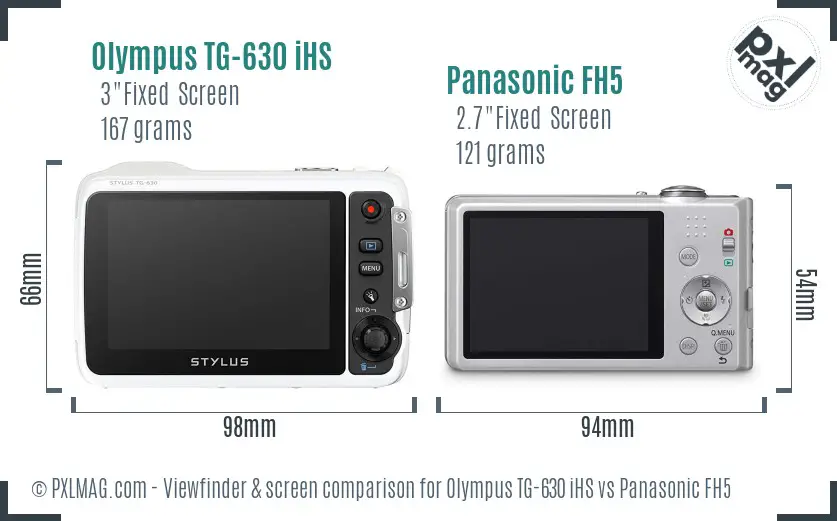 Olympus TG-630 iHS vs Panasonic FH5 Screen and Viewfinder comparison