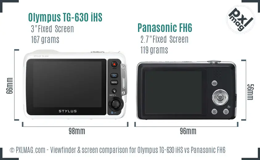Olympus TG-630 iHS vs Panasonic FH6 Screen and Viewfinder comparison