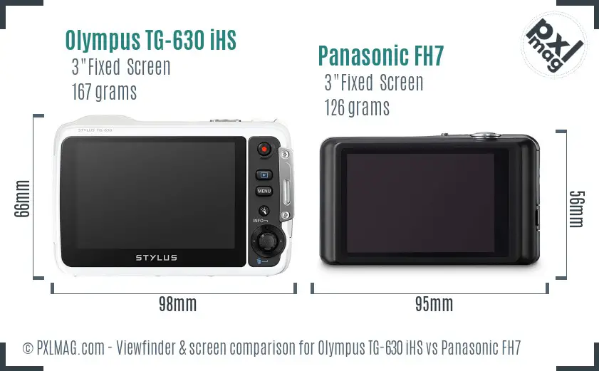 Olympus TG-630 iHS vs Panasonic FH7 Screen and Viewfinder comparison