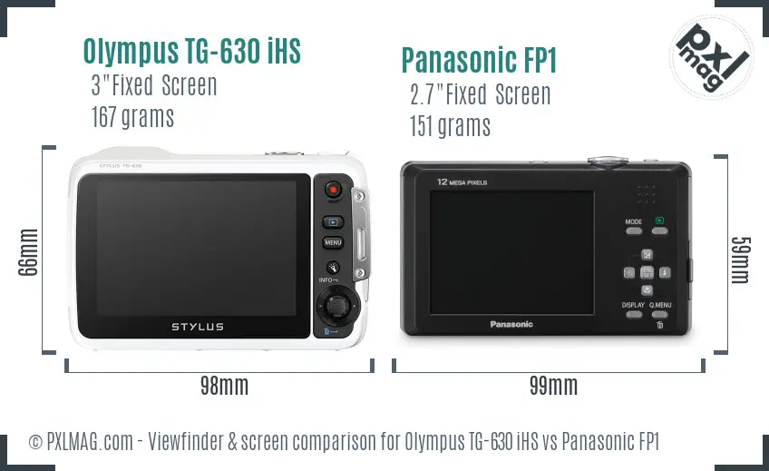 Olympus TG-630 iHS vs Panasonic FP1 Screen and Viewfinder comparison