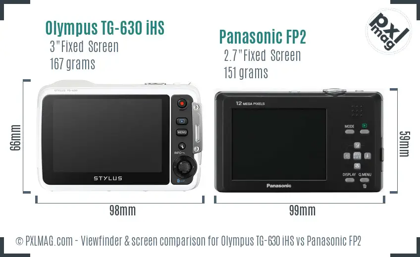 Olympus TG-630 iHS vs Panasonic FP2 Screen and Viewfinder comparison