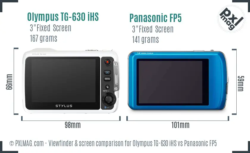 Olympus TG-630 iHS vs Panasonic FP5 Screen and Viewfinder comparison