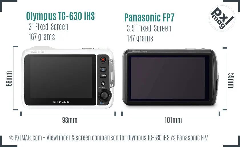 Olympus TG-630 iHS vs Panasonic FP7 Screen and Viewfinder comparison