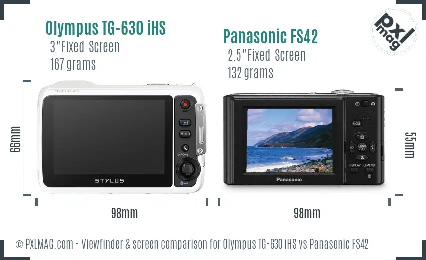 Olympus TG-630 iHS vs Panasonic FS42 Screen and Viewfinder comparison