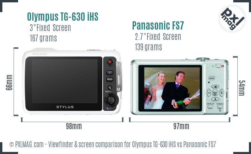 Olympus TG-630 iHS vs Panasonic FS7 Screen and Viewfinder comparison