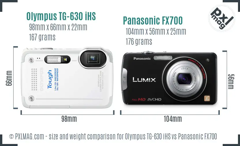 Olympus TG-630 iHS vs Panasonic FX700 size comparison