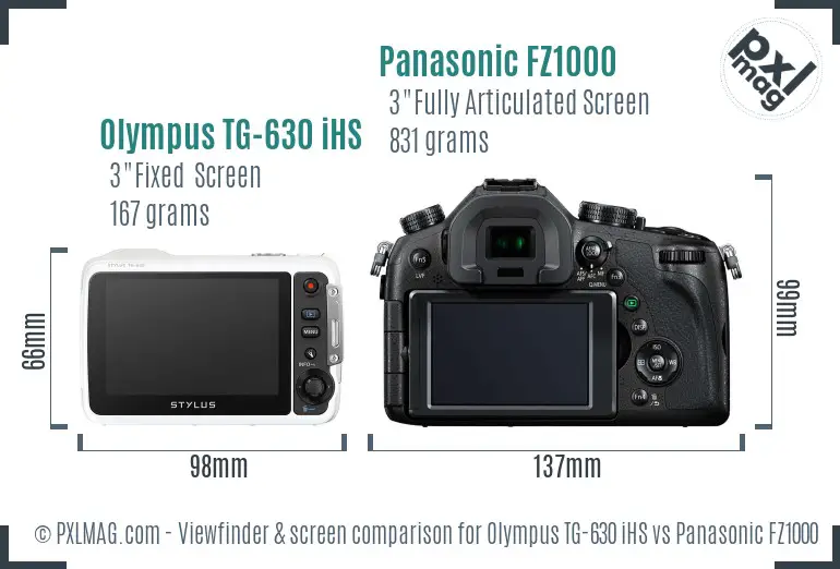 Olympus TG-630 iHS vs Panasonic FZ1000 Screen and Viewfinder comparison Olympus TG-630 iHS vs Panasonic FZ1000 Screen and Viewfinder comparison