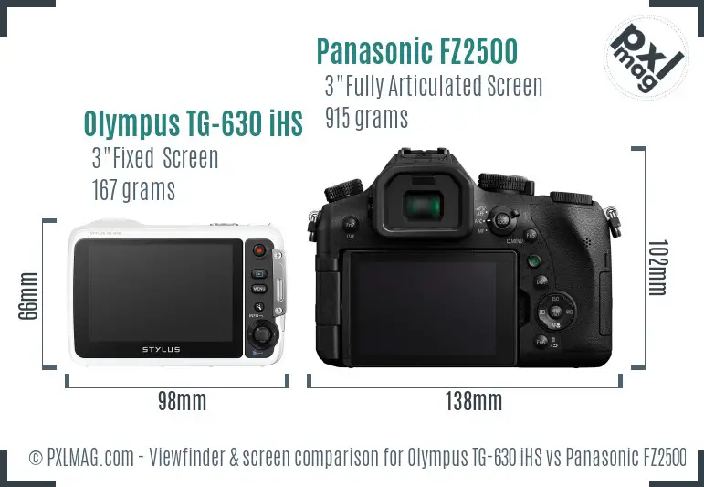 Olympus TG-630 iHS vs Panasonic FZ2500 Screen and Viewfinder comparison Olympus TG-630 iHS vs Panasonic FZ2500 Screen and Viewfinder comparison