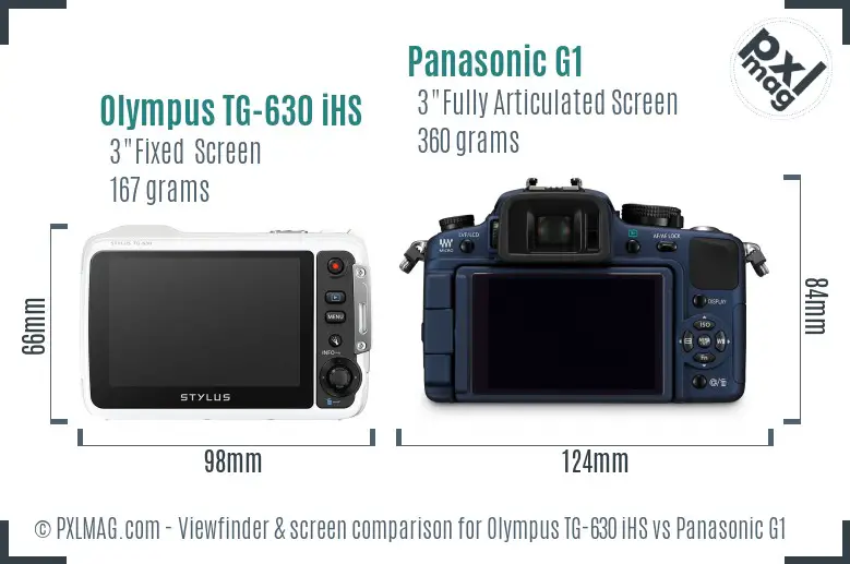 Olympus TG-630 iHS vs Panasonic G1 Screen and Viewfinder comparison