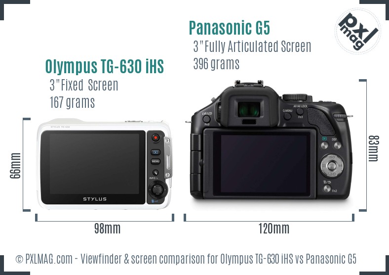Olympus TG-630 iHS vs Panasonic G5 Screen and Viewfinder comparison