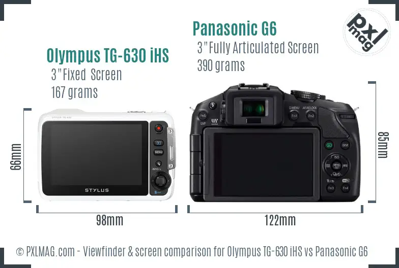 Olympus TG-630 iHS vs Panasonic G6 Screen and Viewfinder comparison