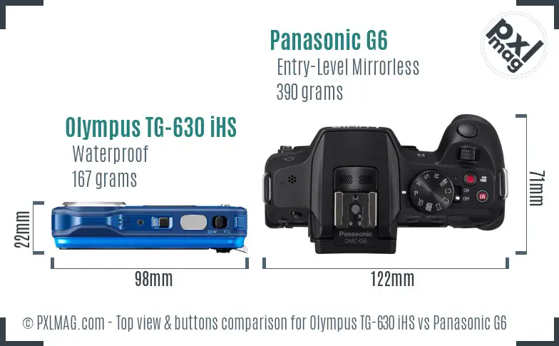 Olympus TG-630 iHS vs Panasonic G6 top view buttons comparison