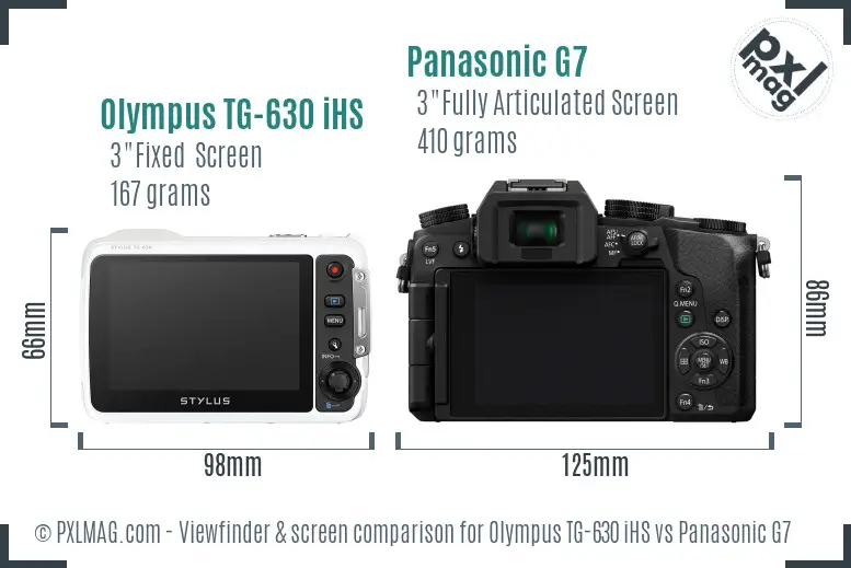 Olympus TG-630 iHS vs Panasonic G7 Screen and Viewfinder comparison