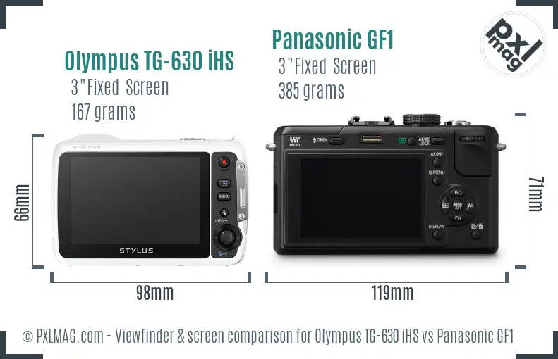 Olympus TG-630 iHS vs Panasonic GF1 Screen and Viewfinder comparison
