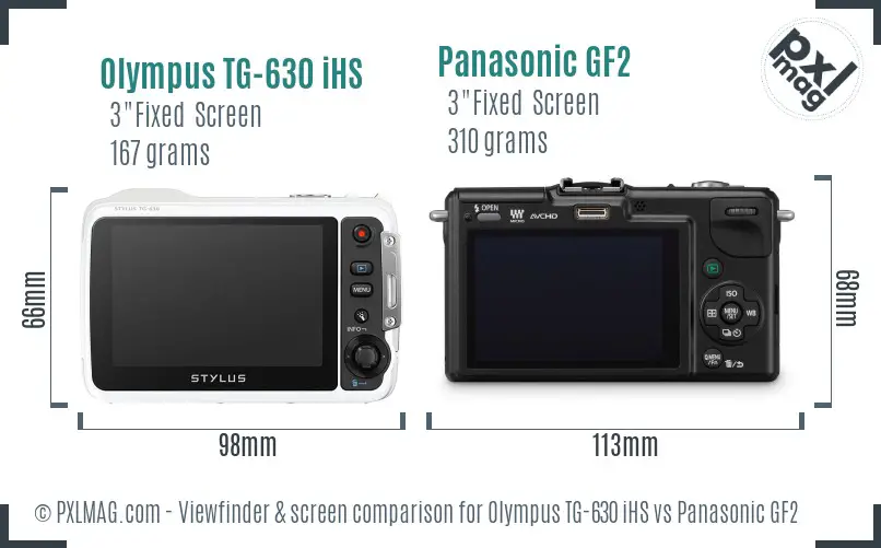 Olympus TG-630 iHS vs Panasonic GF2 Screen and Viewfinder comparison