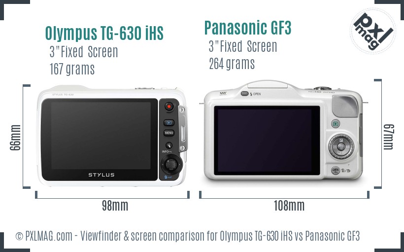 Olympus TG-630 iHS vs Panasonic GF3 Screen and Viewfinder comparison