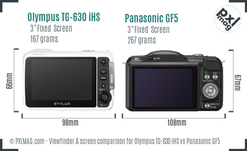 Olympus TG-630 iHS vs Panasonic GF5 Screen and Viewfinder comparison
