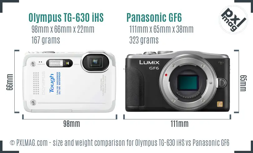 Olympus TG-630 iHS vs Panasonic GF6 size comparison Olympus TG-630 iHS vs Panasonic GF6 size comparison