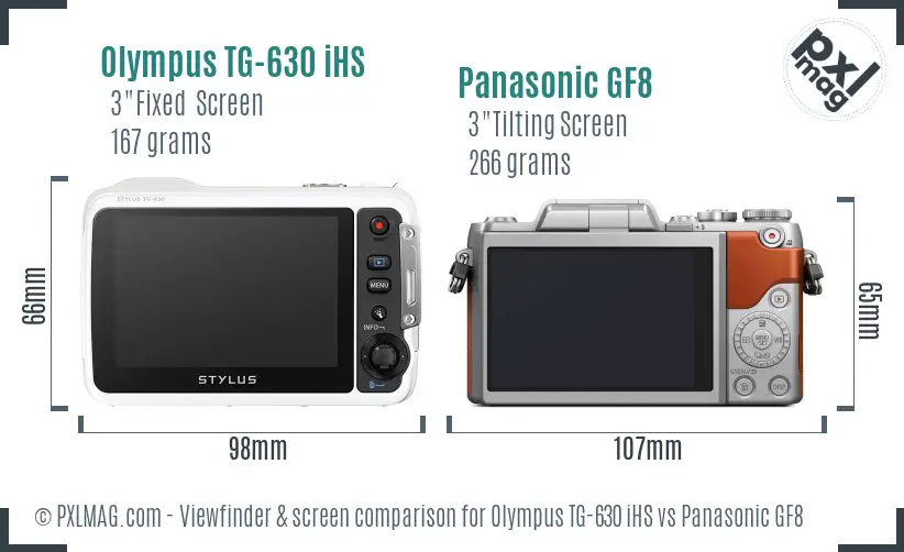 Olympus TG-630 iHS vs Panasonic GF8 Screen and Viewfinder comparison Olympus TG-630 iHS vs Panasonic GF8 Screen and Viewfinder comparison