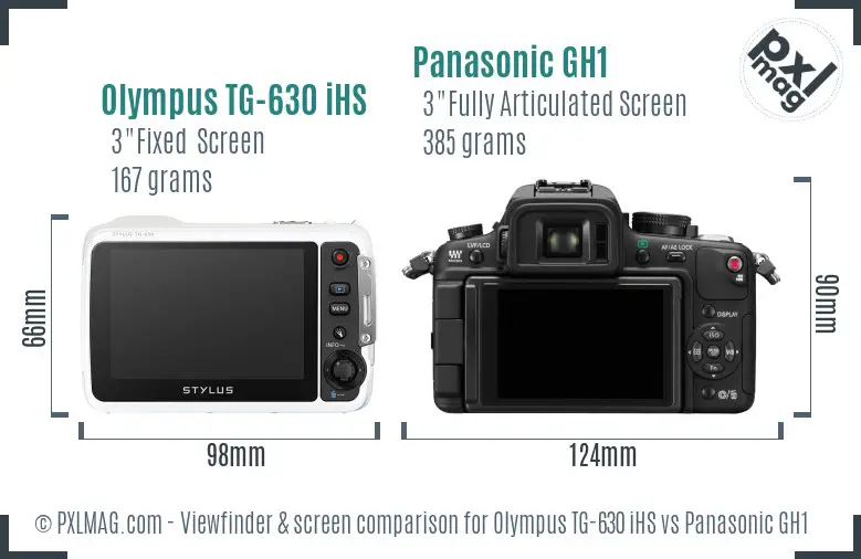 Olympus TG-630 iHS vs Panasonic GH1 Screen and Viewfinder comparison