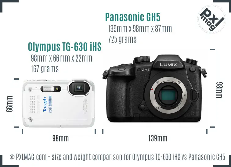 Olympus TG-630 iHS vs Panasonic GH5 size comparison Olympus TG-630 iHS vs Panasonic GH5 size comparison