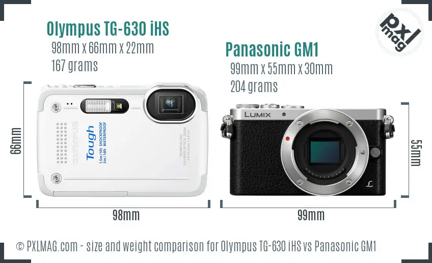Olympus TG-630 iHS vs Panasonic GM1 size comparison Olympus TG-630 iHS vs Panasonic GM1 size comparison