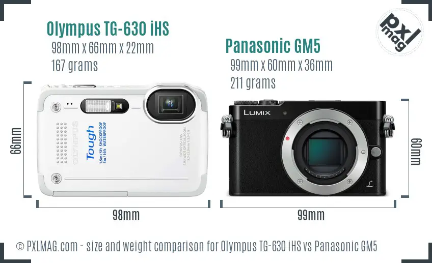 Olympus TG-630 iHS vs Panasonic GM5 size comparison Olympus TG-630 iHS vs Panasonic GM5 size comparison