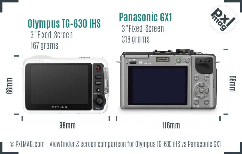 Olympus TG-630 iHS vs Panasonic GX1 Screen and Viewfinder comparison Olympus TG-630 iHS vs Panasonic GX1 Screen and Viewfinder comparison