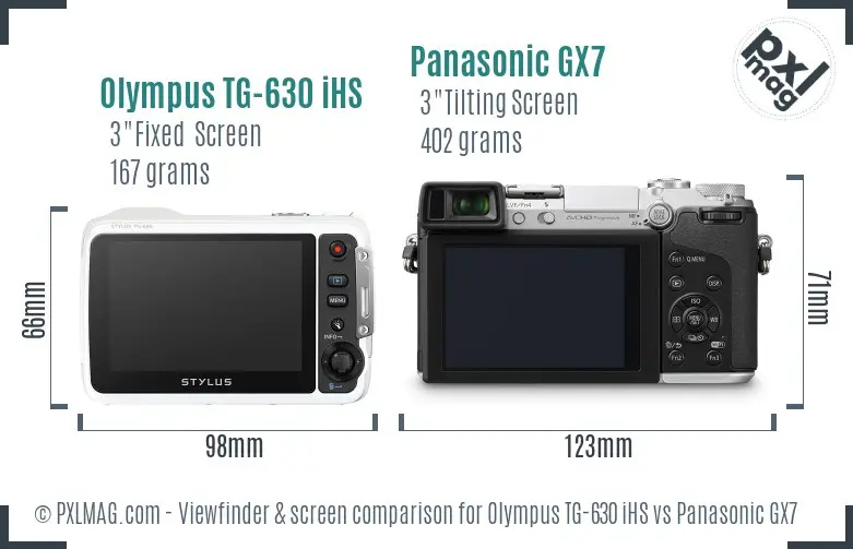 Olympus TG-630 iHS vs Panasonic GX7 Screen and Viewfinder comparison Olympus TG-630 iHS vs Panasonic GX7 Screen and Viewfinder comparison