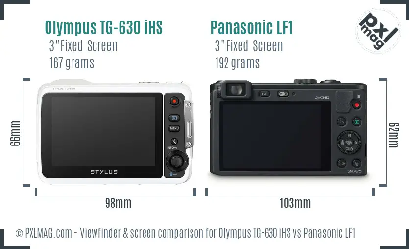 Olympus TG-630 iHS vs Panasonic LF1 Screen and Viewfinder comparison