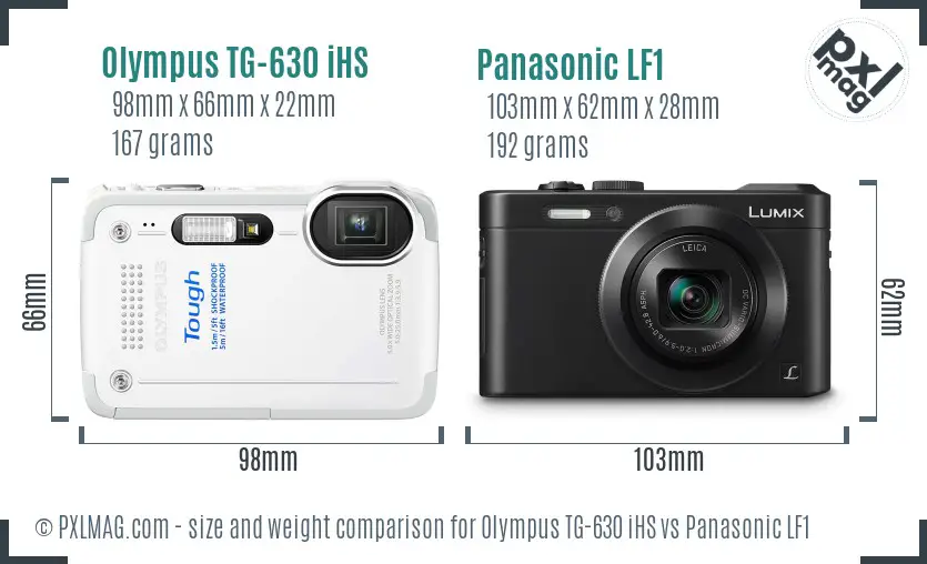 Olympus TG-630 iHS vs Panasonic LF1 size comparison Olympus TG-630 iHS vs Panasonic LF1 size comparison