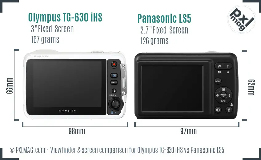 Olympus TG-630 iHS vs Panasonic LS5 Screen and Viewfinder comparison