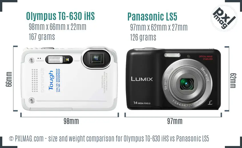 Olympus TG-630 iHS vs Panasonic LS5 size comparison