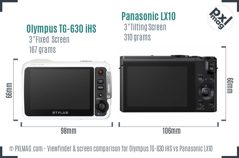 Olympus TG-630 iHS vs Panasonic LX10 Screen and Viewfinder comparison
