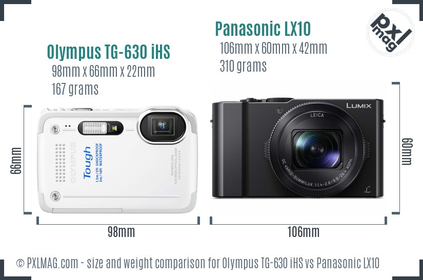 Olympus TG-630 iHS vs Panasonic LX10 size comparison