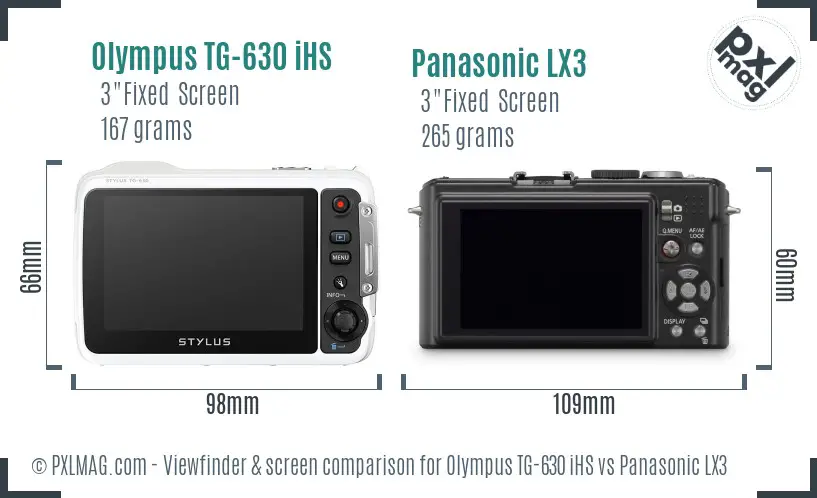 Olympus TG-630 iHS vs Panasonic LX3 Screen and Viewfinder comparison Olympus TG-630 iHS vs Panasonic LX3 Screen and Viewfinder comparison