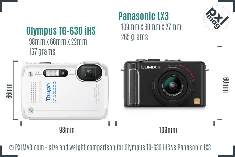 Olympus TG-630 iHS vs Panasonic LX3 size comparison Olympus TG-630 iHS vs Panasonic LX3 size comparison