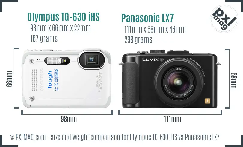 Olympus TG-630 iHS vs Panasonic LX7 size comparison Olympus TG-630 iHS vs Panasonic LX7 size comparison