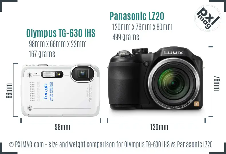 Olympus TG-630 iHS vs Panasonic LZ20 size comparison Olympus TG-630 iHS vs Panasonic LZ20 size comparison