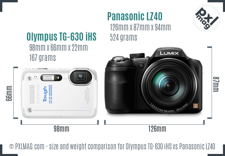 Olympus TG-630 iHS vs Panasonic LZ40 size comparison Olympus TG-630 iHS vs Panasonic LZ40 size comparison